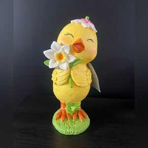NEW Spring Easter Chick Holding A Flower With Pink Flower Hat VIRAL HTF
